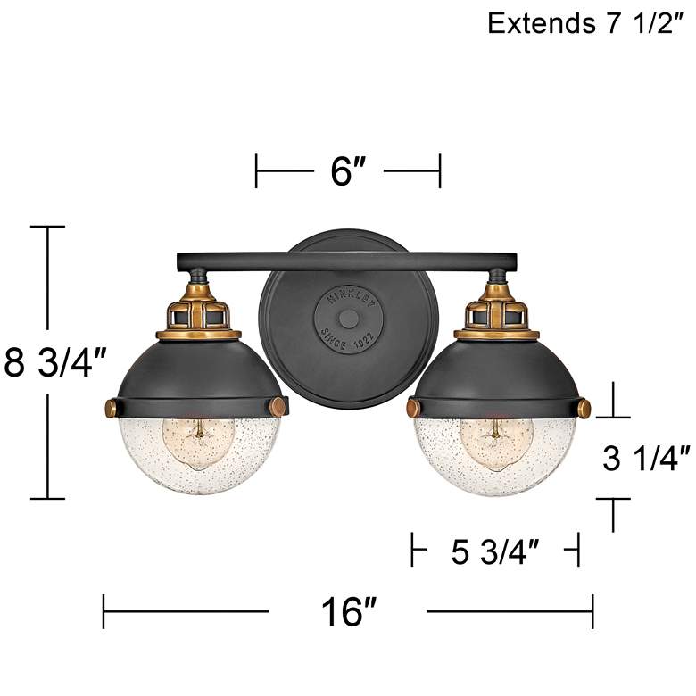Image 2 Hinkley Fletcher 8 3/4" High Black 2-Light Wall Sconce more views