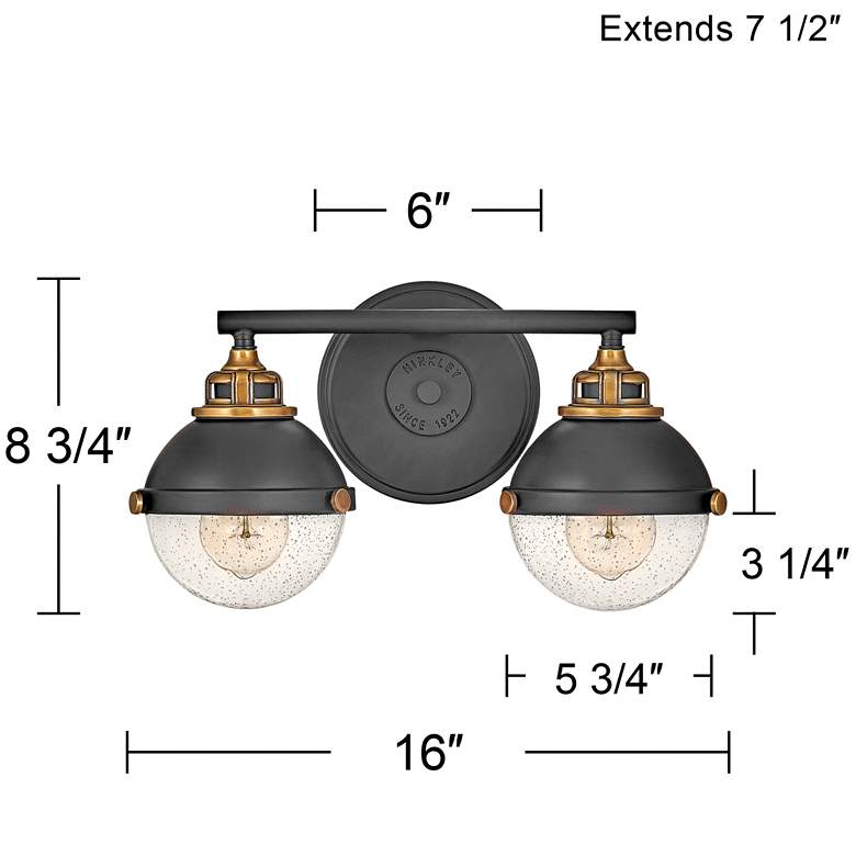 Image 2 Hinkley Fletcher 8 3/4 inch High Black 2-Light Wall Sconce more views