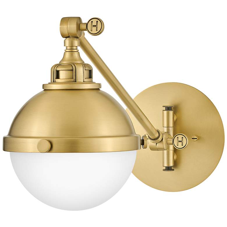 Image 4 Hinkley Fletcher Satin Brass Swing Arm Wall Lamp more views