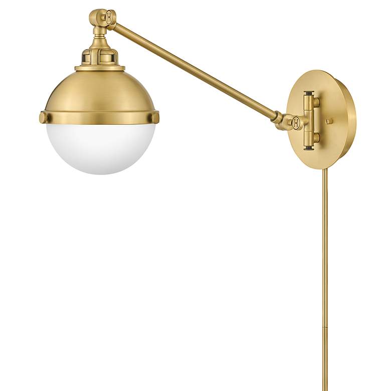 Image 6 Hinkley Fletcher Satin Brass Swing Arm Wall Lamp more views