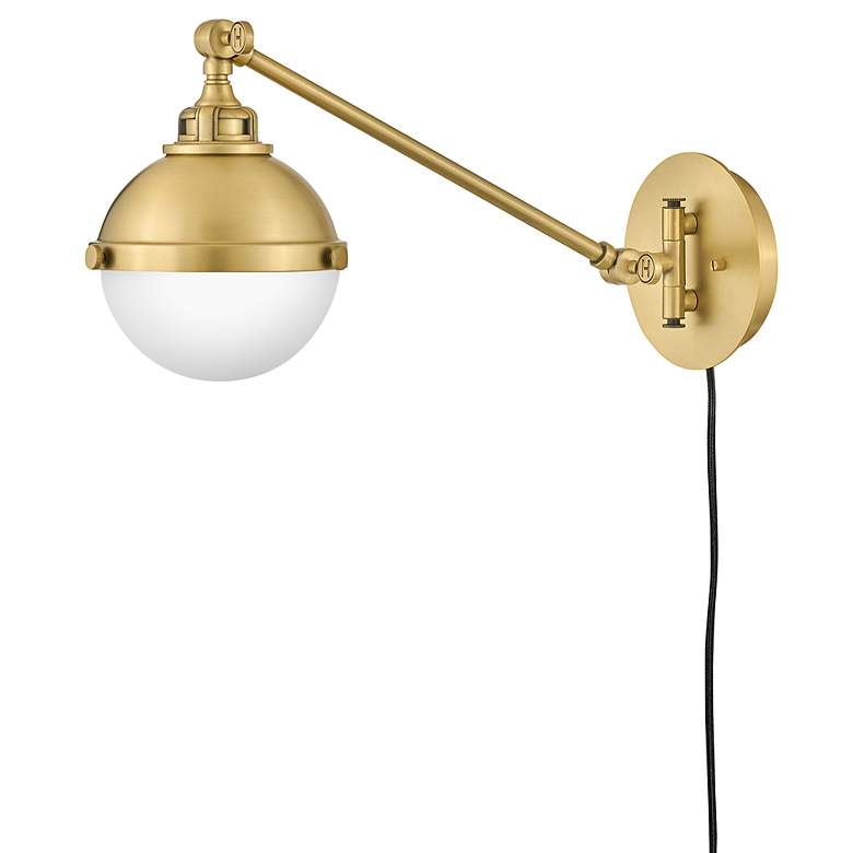 Image 7 Hinkley Fletcher Satin Brass Swing Arm Wall Lamp more views
