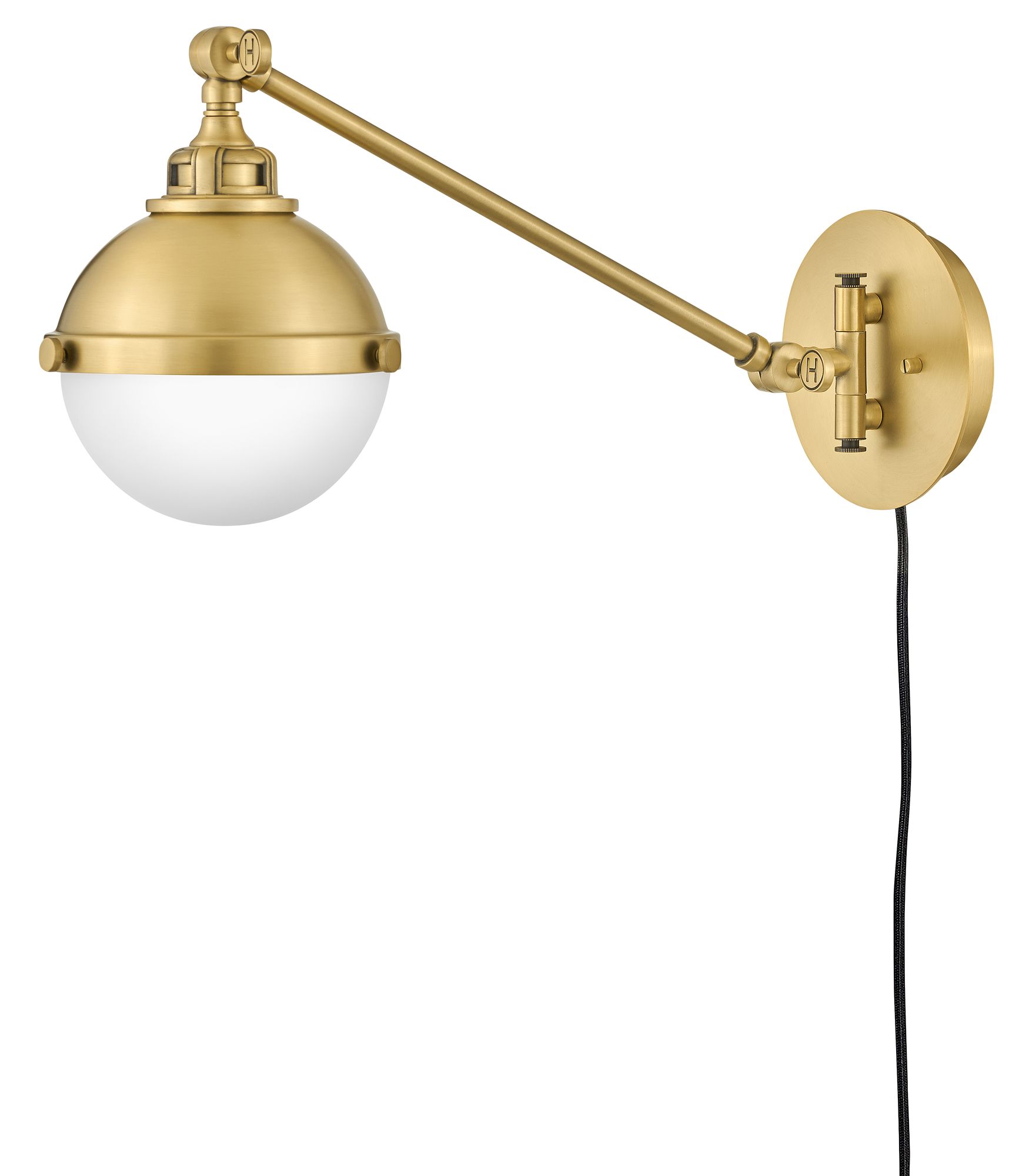 Image 7 Hinkley Fletcher Small Swing Arm Single Light Sconce 9.25" Satin Brass more views