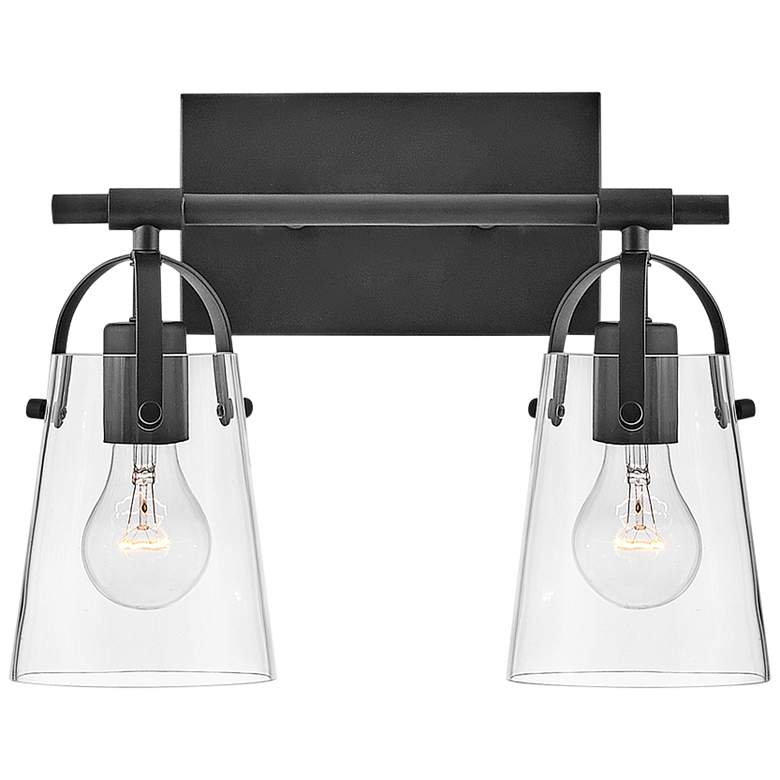 Image 1 Hinkley Foster 10 3/4" High Black 2-Light Wall Sconce