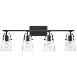 Hinkley Foster 32" Wide 4-Light Black Clear Glass Vanity Bath Light