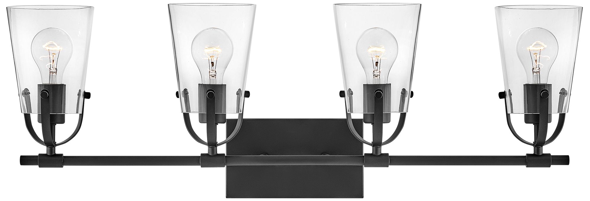 Hinkley Foster 32" Wide 4-Light Black Clear Glass Vanity Bath Light