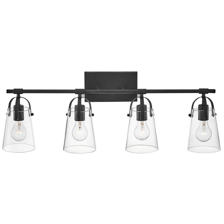 Image 3 Hinkley Foster 32" Wide 4-Light Black Clear Glass Vanity Bath Light more views