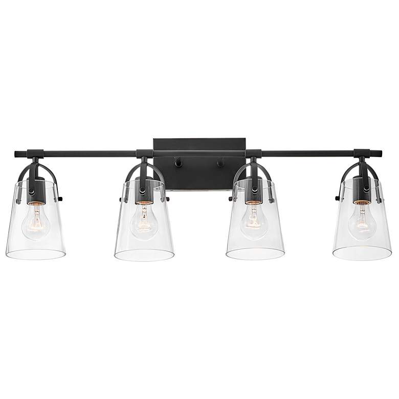Image 4 Hinkley Foster 32" Wide 4-Light Black Clear Glass Vanity Bath Light more views