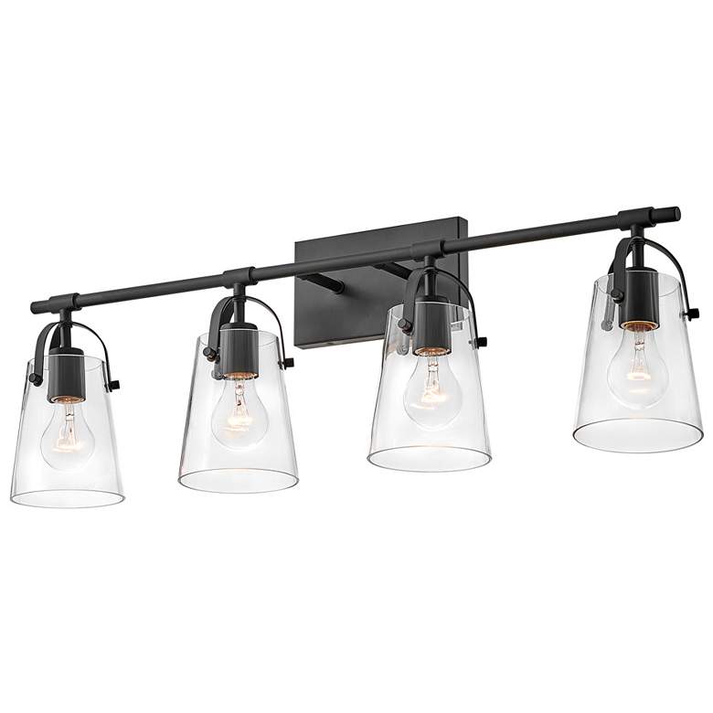 Image 5 Hinkley Foster 32" Wide 4-Light Black Clear Glass Vanity Bath Light more views