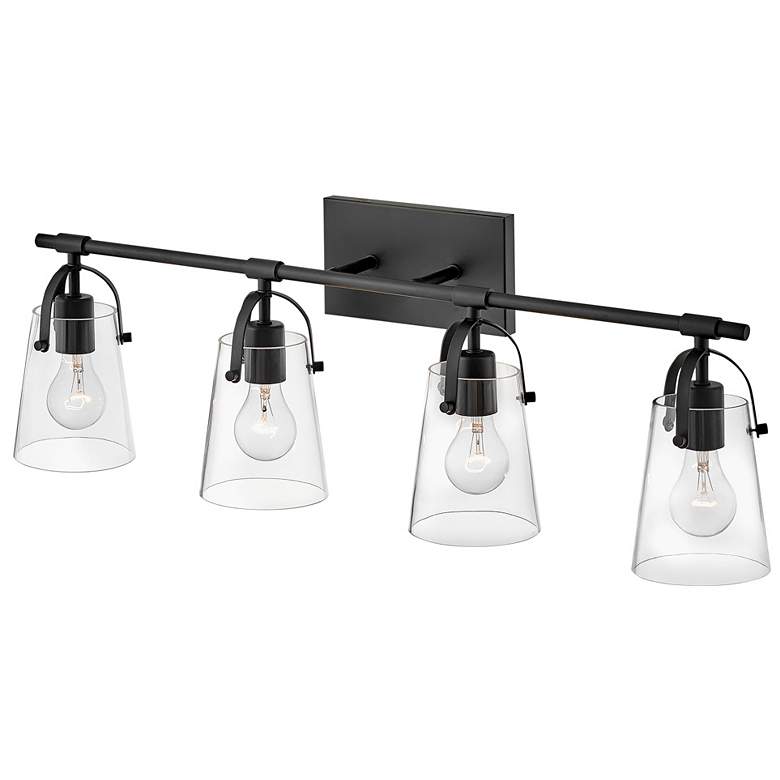 Image 6 Hinkley Foster 32" Wide 4-Light Black Clear Glass Vanity Bath Light more views