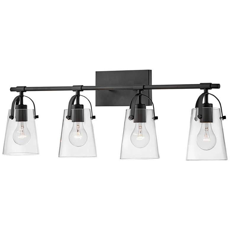 Image 7 Hinkley Foster 32" Wide 4-Light Black Clear Glass Vanity Bath Light more views