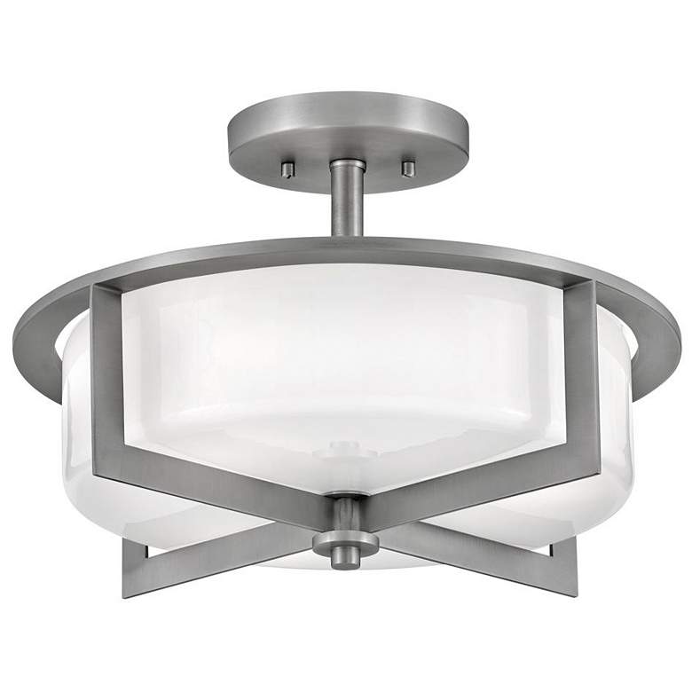 Image 1 Hinkley - Foyer Baxley Medium Semi-Flush Mount- Antique Nickel