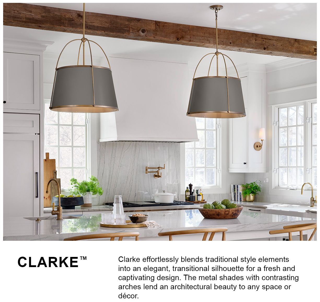 Image 3 Hinkley Foyer Clarke Medium Semi Flush Mount 15" Warm Brass more views