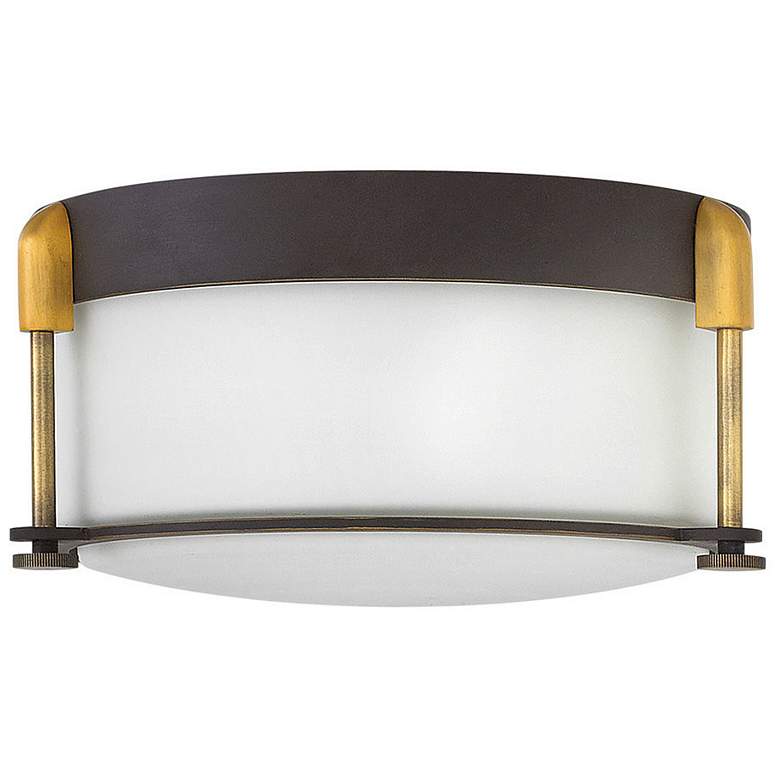 Image 1 Hinkley Foyer Colbin 12" Bronze-Gold and White Glass Ceiling Light