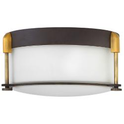 Hinkley Foyer Colbin 12" Bronze-Gold and White Glass Ceiling Light