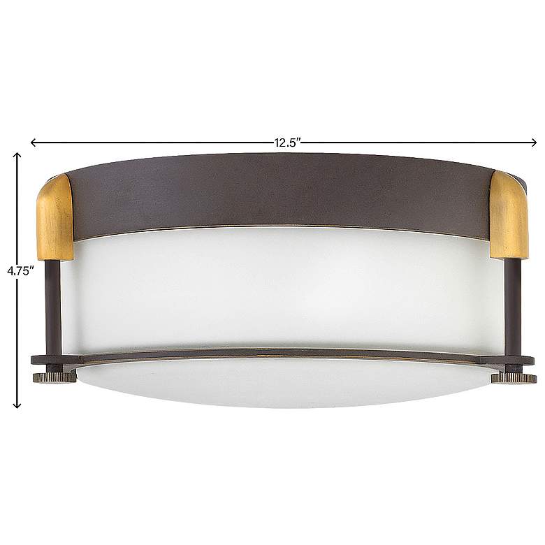 Image 4 Hinkley Foyer Colbin 12" Bronze-Gold and White Glass Ceiling Light more views
