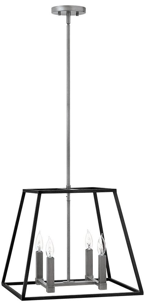 Hinkley Foyer Fulton Large Open Frame Pendant 18" Aged Zinc