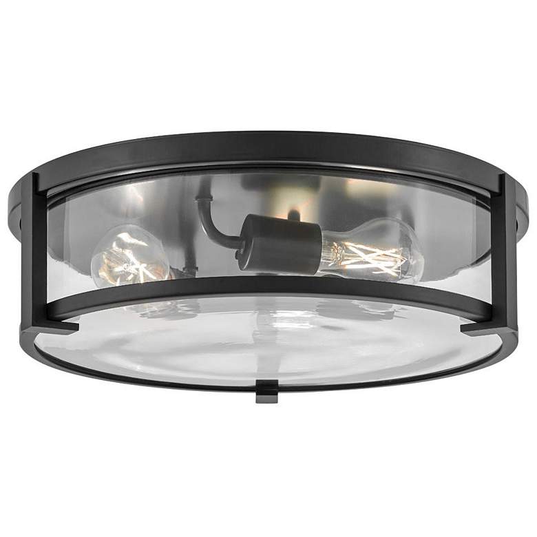 Image 1 HINKLEY FOYER LOWELL Large Flush Mount Black with Clear glass