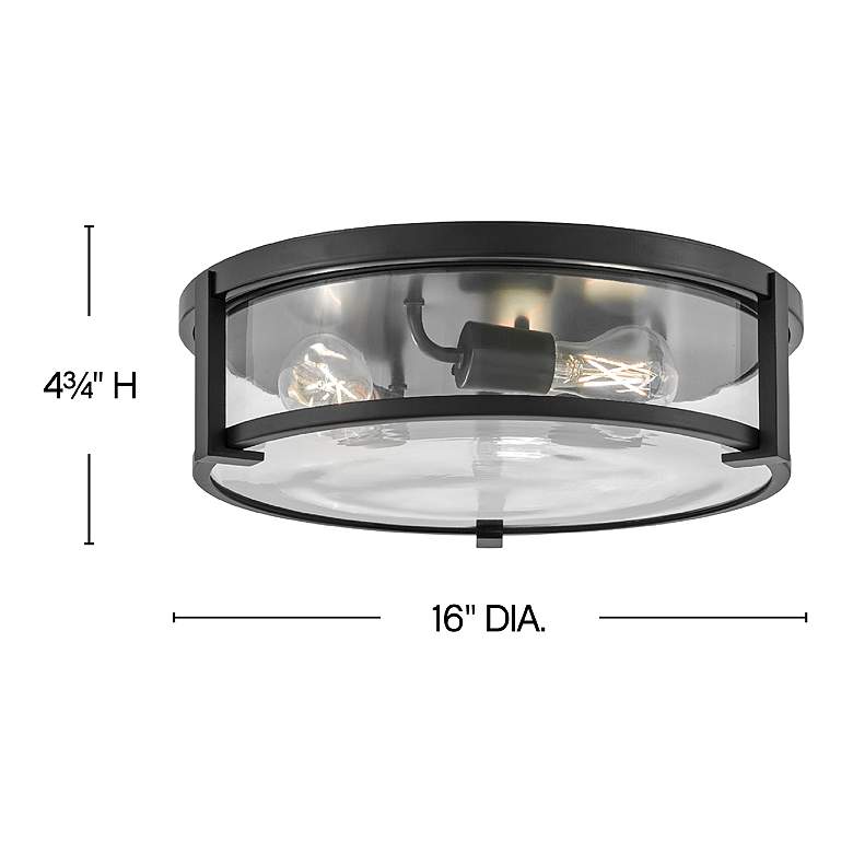 Image 3 HINKLEY FOYER LOWELL Large Flush Mount Black with Clear glass more views