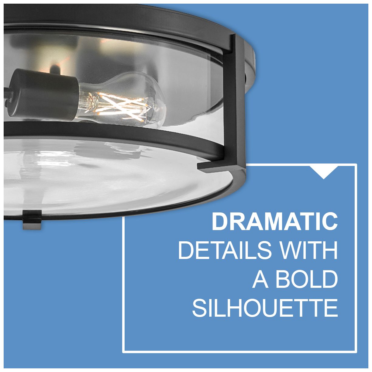 HINKLEY FOYER LOWELL Large Flush Mount Black with Clear glass