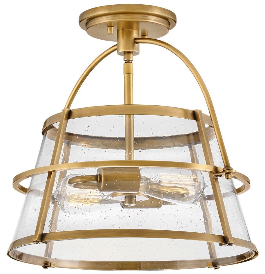 Hinkley Foyer Tournon Medium Semi Flush Mount 15" Heritage Brass