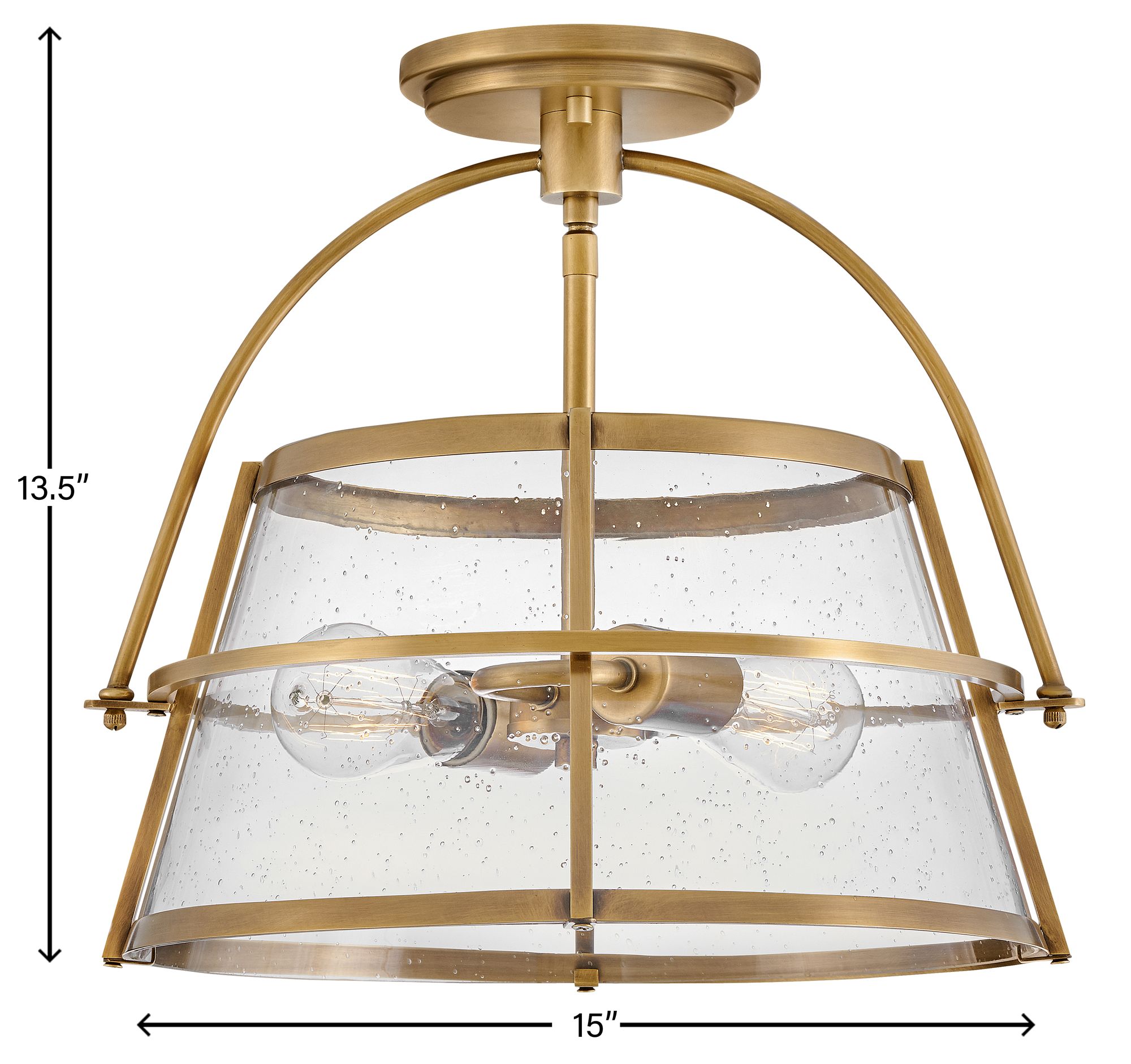 Hinkley Foyer Tournon Medium Semi Flush Mount 15" Heritage Brass