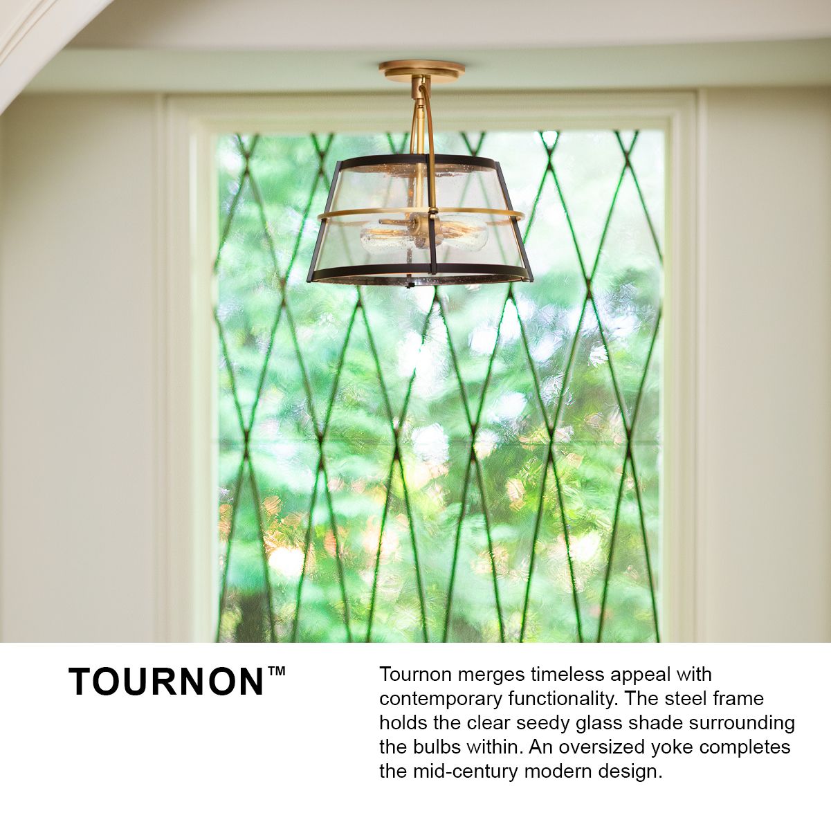 Hinkley Foyer Tournon Medium Semi Flush Mount 15" Heritage Brass
