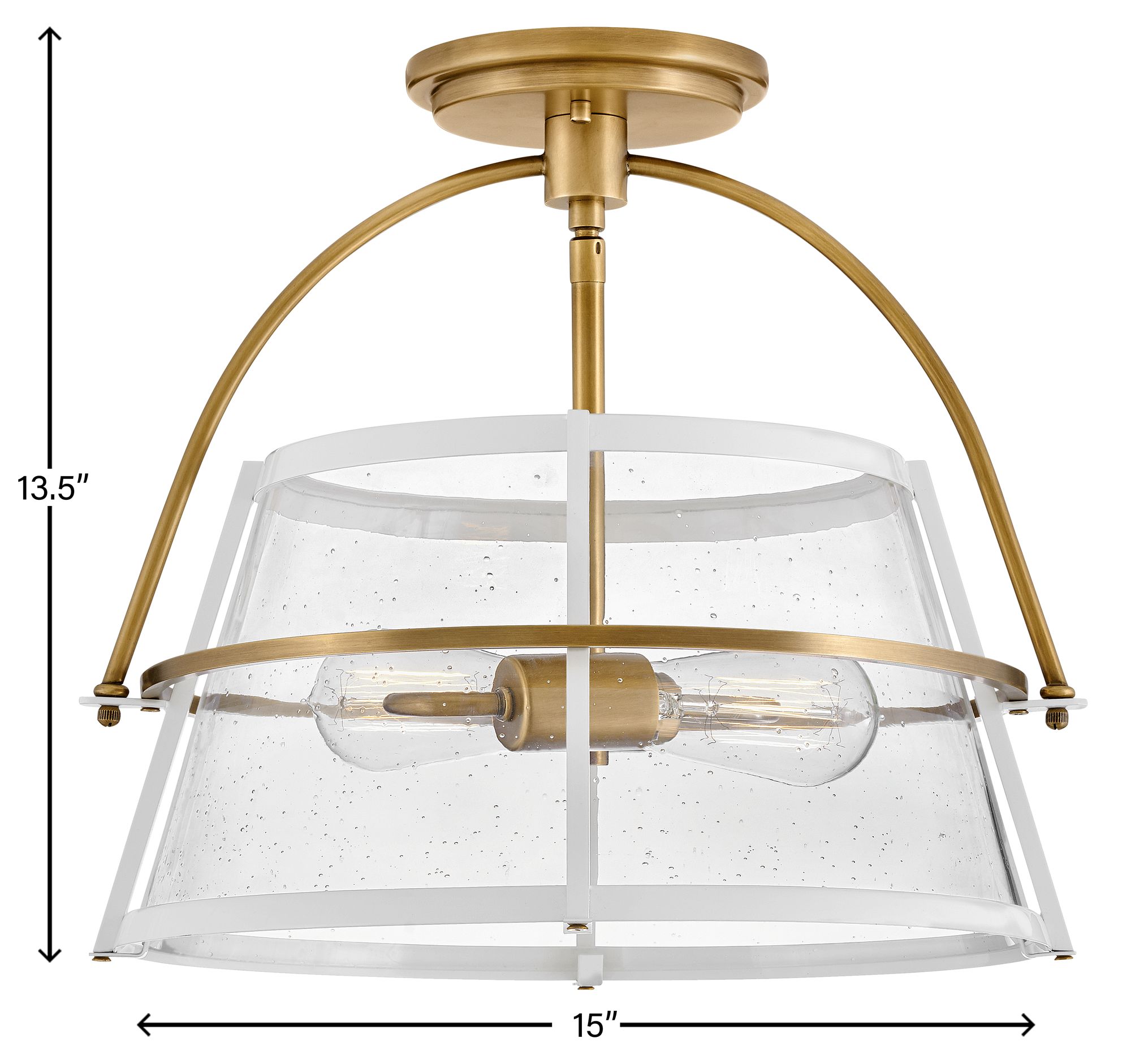 Hinkley Foyer Tournon Medium Semi Flush Mount 15" Heritage Brass
