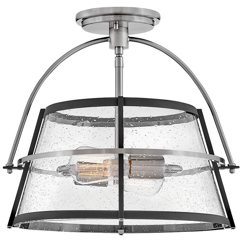 Image 3 Hinkley - Foyer Tournon Medium Semi-Flush Mount- Brushed Nickel/ Black more views
