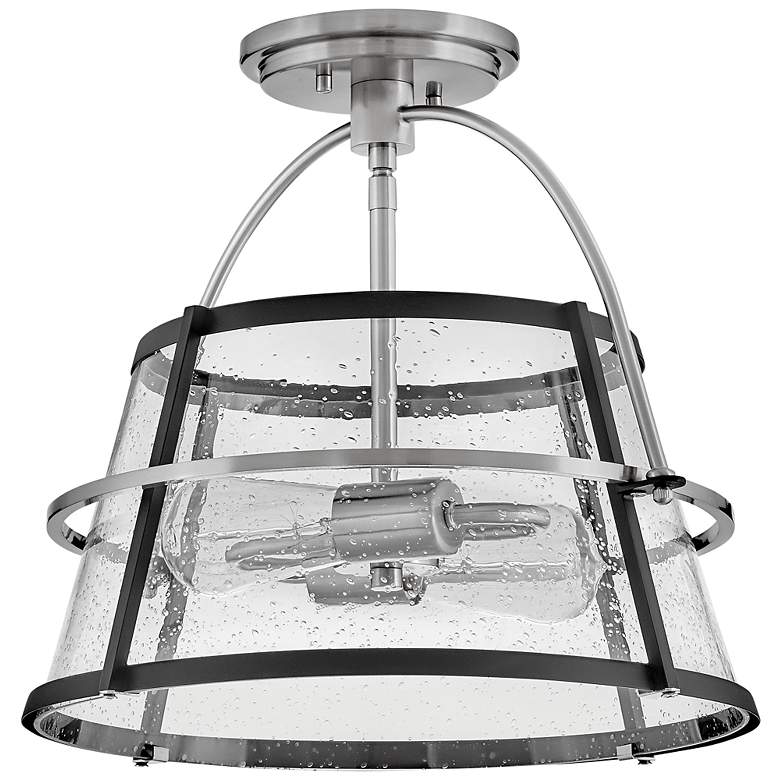 Image 4 Hinkley - Foyer Tournon Medium Semi-Flush Mount- Brushed Nickel/ Black more views