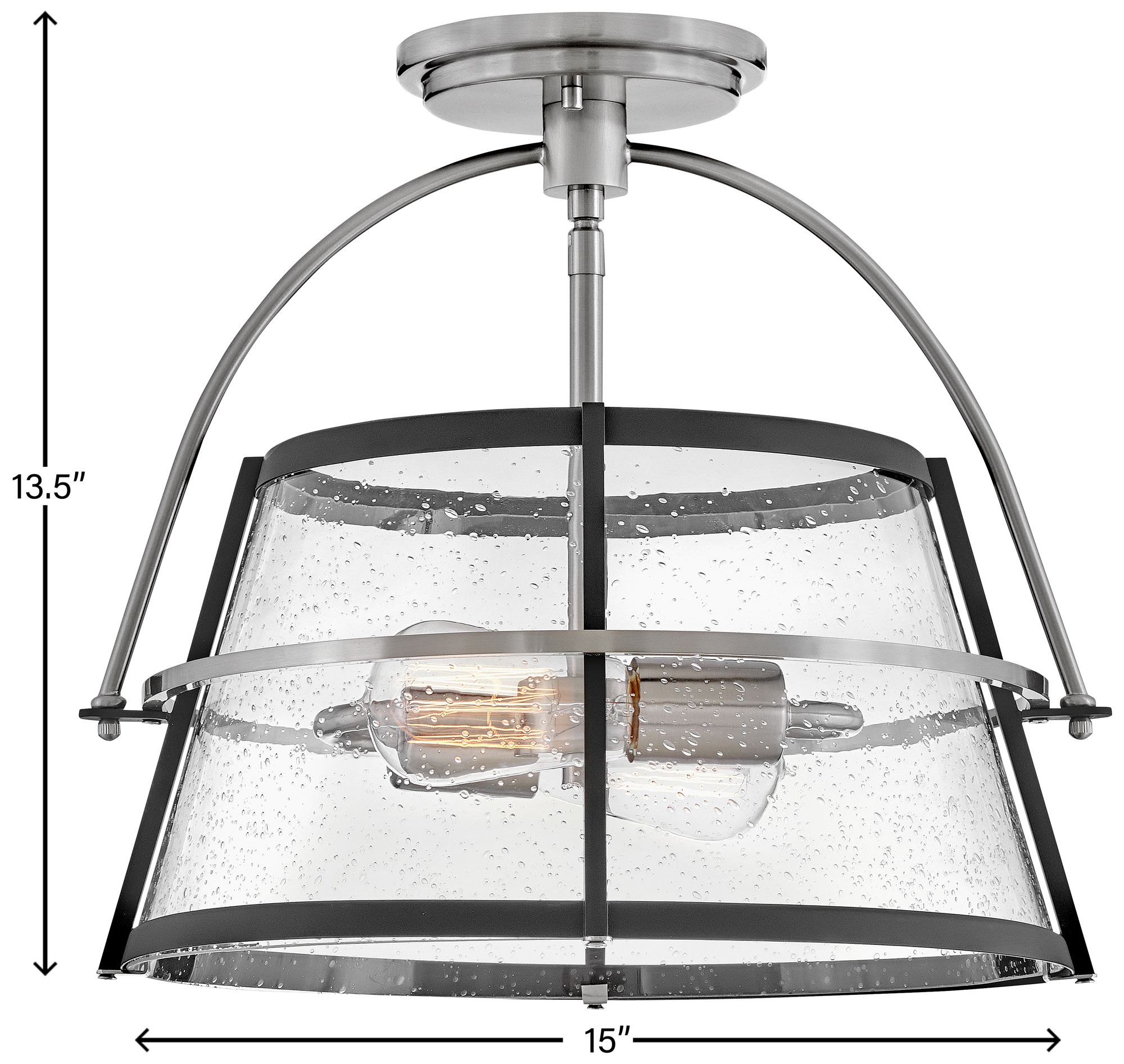 Hinkley - Foyer Tournon Medium Semi-Flush Mount- Brushed Nickel/ Black