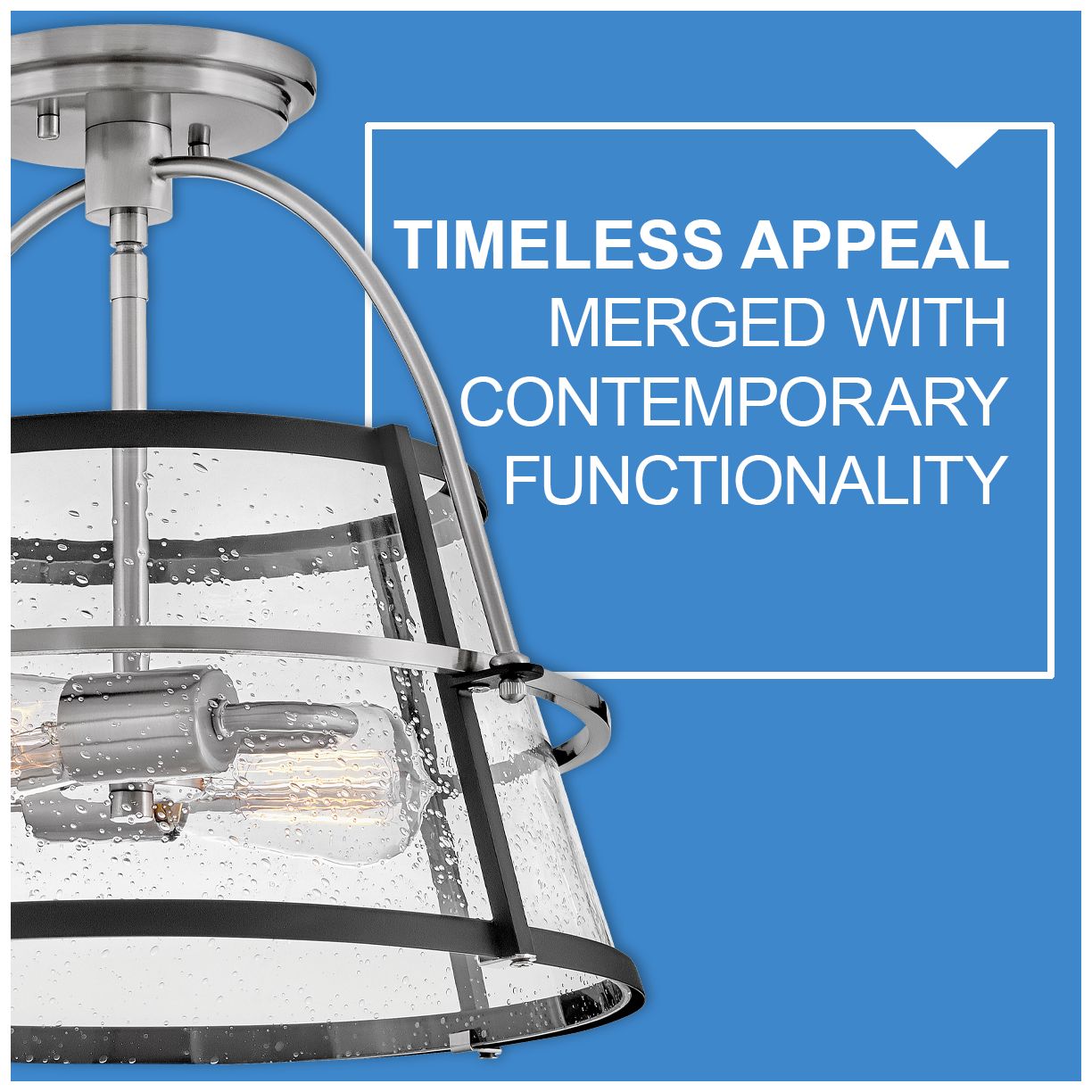 Hinkley - Foyer Tournon Medium Semi-Flush Mount- Brushed Nickel/ Black