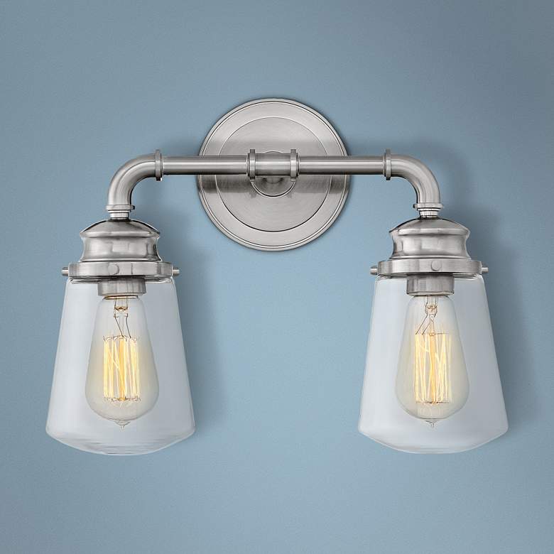 Image 1 Hinkley Fritz 11 3/4"H Brushed Nickel 2-Light Wall Sconce