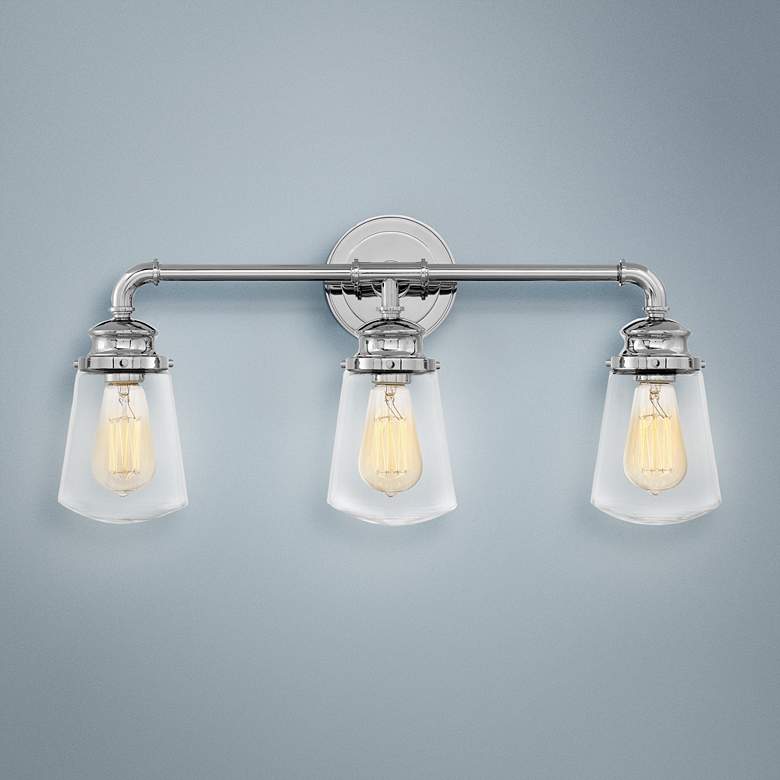 Image 1 Hinkley Fritz 24" Wide Chrome 3-Light Bath Light