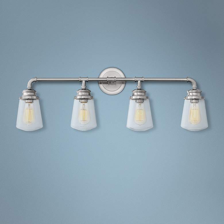 Image 1 Hinkley Fritz 33 3/4 inch Wide Brushed Nickel 4-Light Bath Light