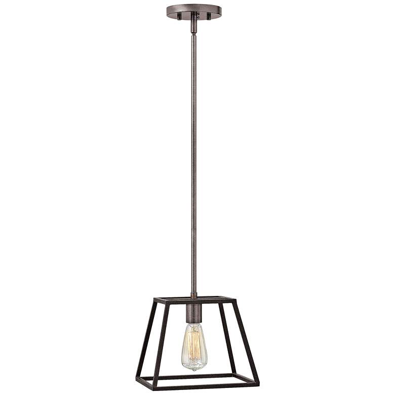 Image 2 Hinkley Fulton 10 inch Wide Tapered Cage Aged Zinc Finish Mini Pendant