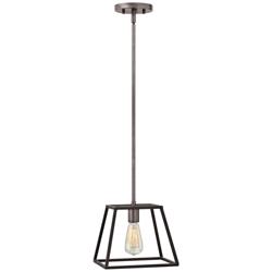 Hinkley Fulton 10&quot; Wide Tapered Cage Aged Zinc Finish Mini Pendant