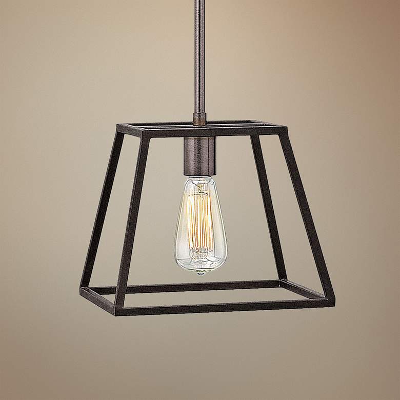 Image 1 Hinkley Fulton 10" Wide Tapered Cage Aged Zinc Finish Mini Pendant