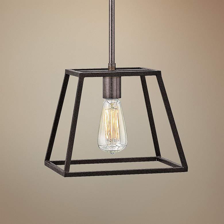 Image 1 Hinkley Fulton 10 inch Wide Tapered Cage Aged Zinc Finish Mini Pendant