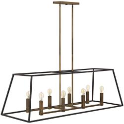 Hinkley Fulton 48" Bronze Linear Geometric Kitchen Island Chandelier