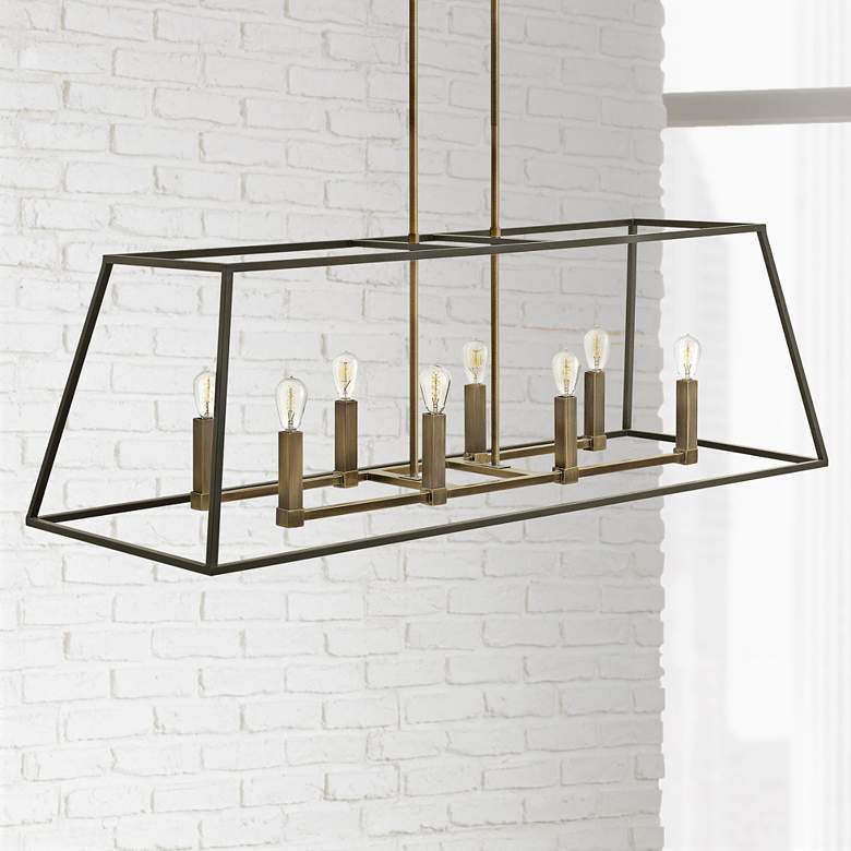 Image 2 Hinkley Fulton 48" Wide Bronze Geometric Kitchen Island Chandelier
