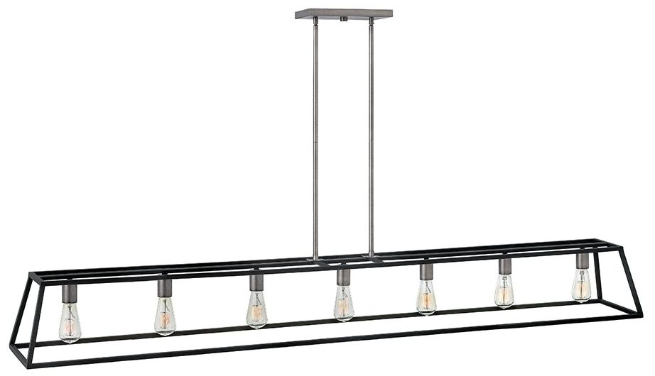 Image Hinkley Fulton 65" Wide Aged Zinc 7-Light Linear Chandelier