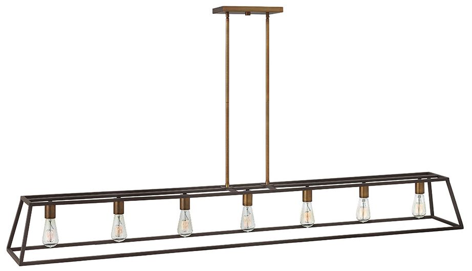 Image Hinkley Fulton 65" Wide Bronze 7-Light Linear Chandelier