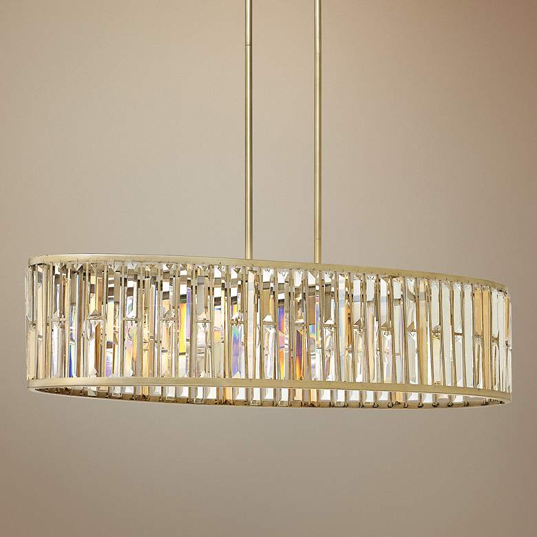 Image 1 Hinkley Gemma 45" Wide Silver Leaf 6-Light Oval Chandelier