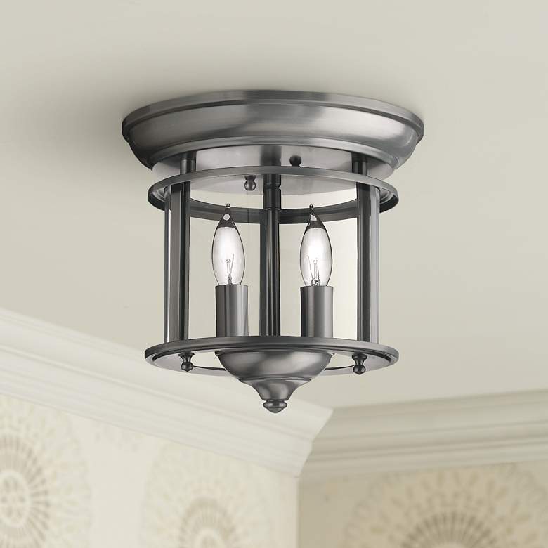 Image 1 Hinkley Gentry 9 1/2 inch Wide Pewter Ceiling Light