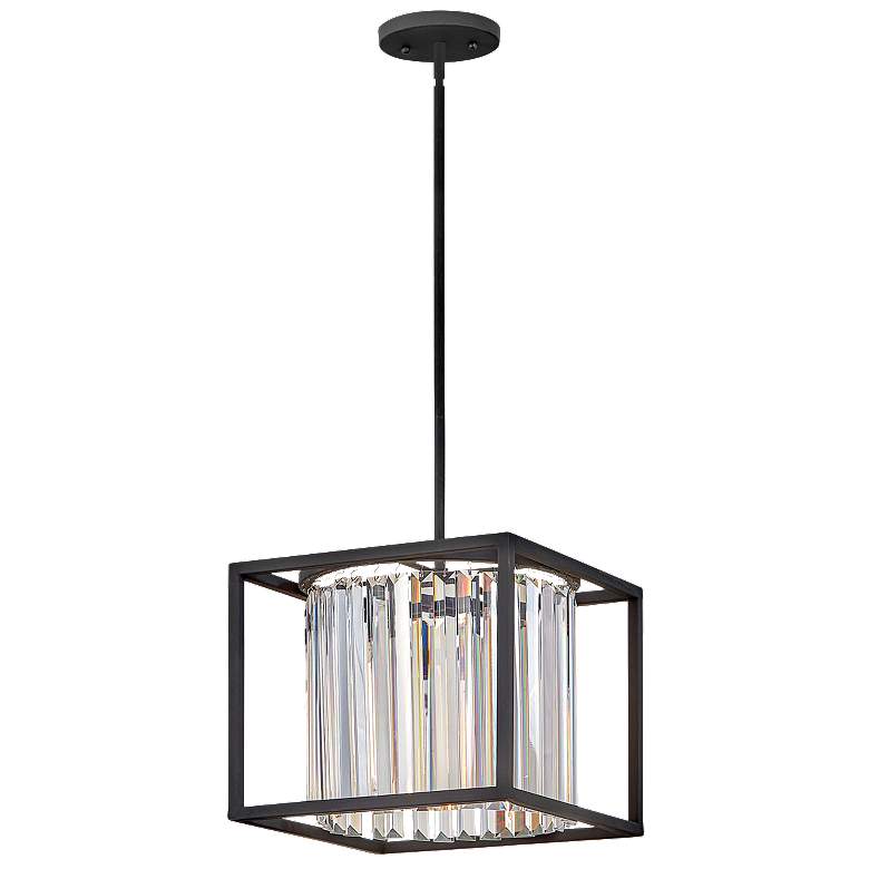 Hinkley Giada 12&quot; Wide Open Black Cube and Crystal Glass Pendant