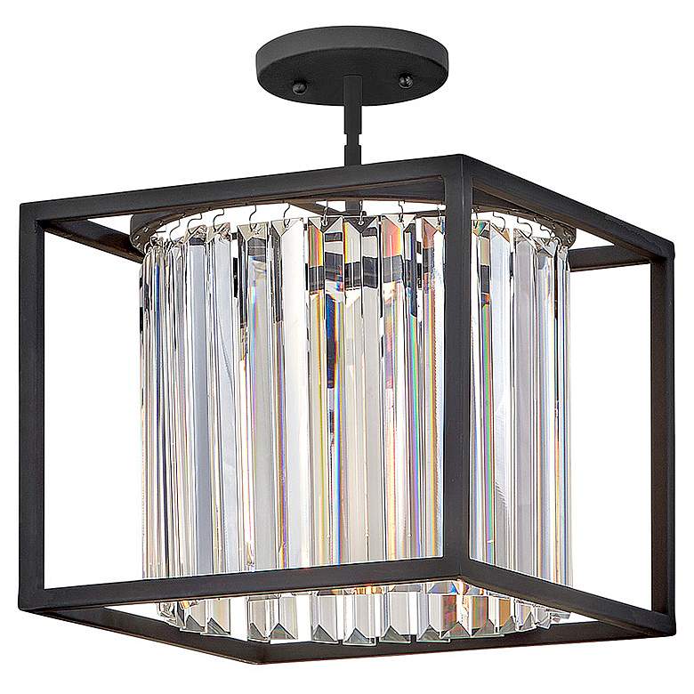 Image 3 Hinkley Giada 12" Wide Open Black Cube and Crystal Glass Pendant more views