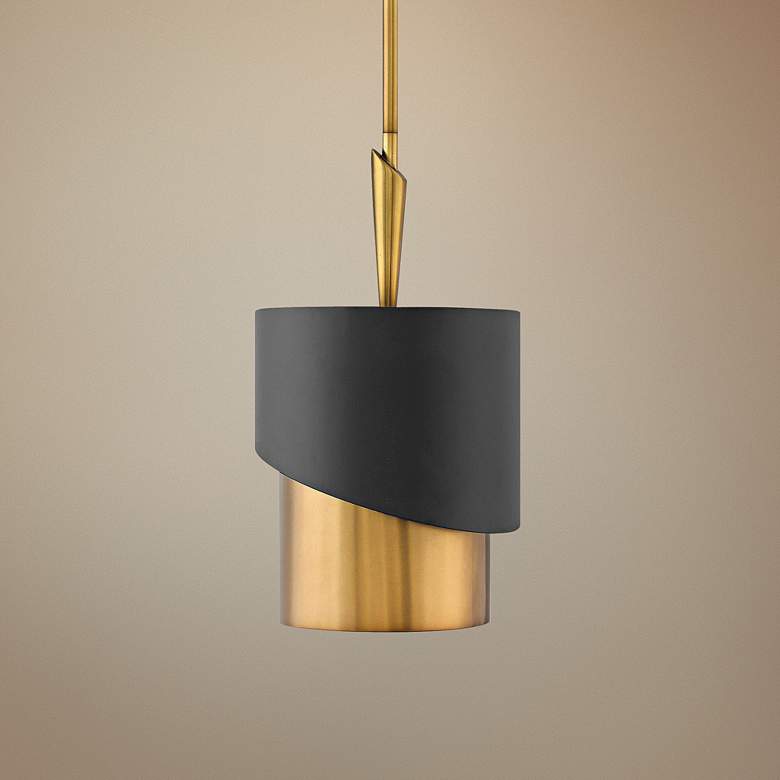 Image 1 Hinkley Gigi 10" Wide Black and Heritage Brass Modern Mini Pendant