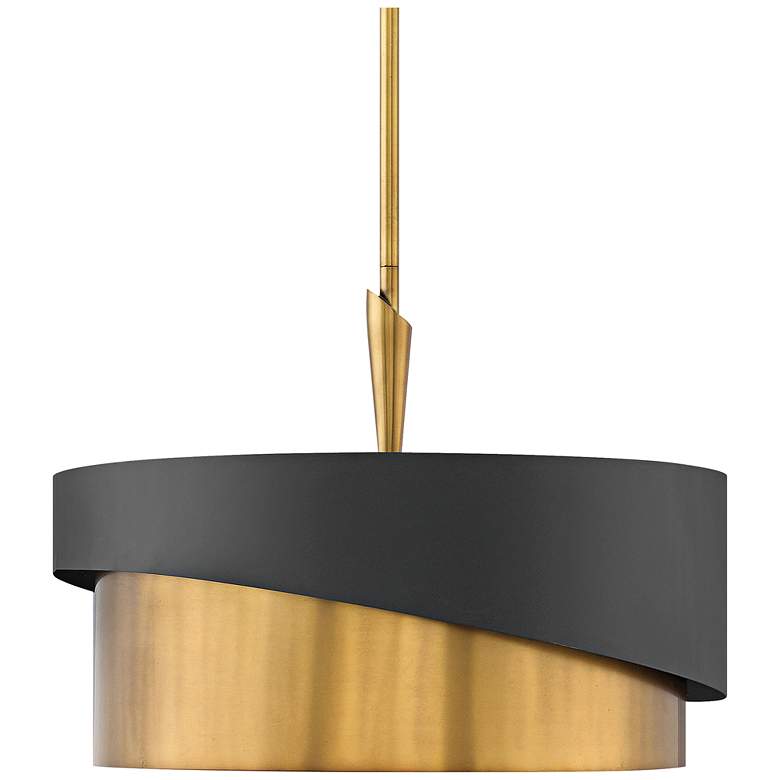 Image 2 Hinkley Gigi 21 inch Wide Heritage Brass and Satin Black Finish Pendant