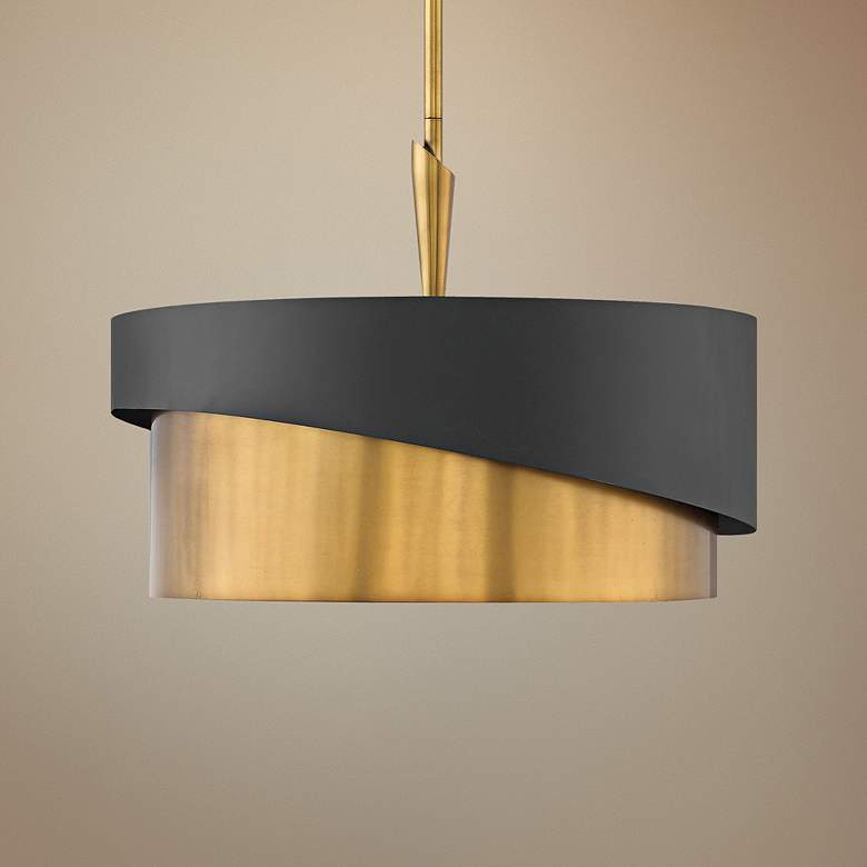 Image 1 Hinkley Gigi 21" Wide Heritage Brass and Satin Black Finish Pendant