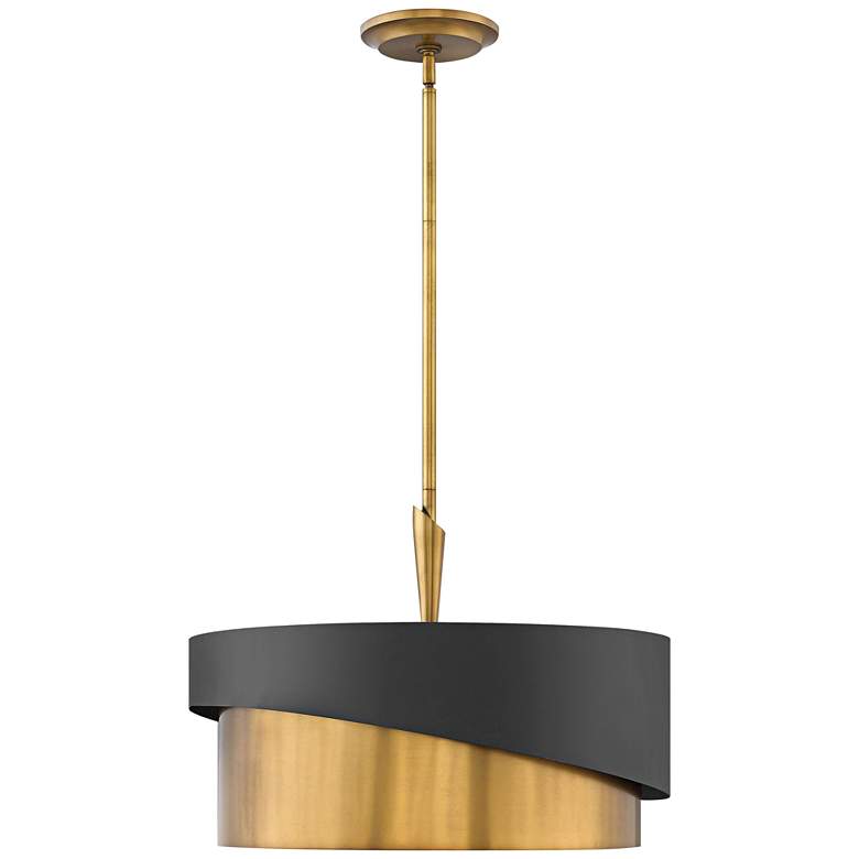 Image 3 Hinkley Gigi 21" Wide Heritage Brass and Satin Black Finish Pendant more views